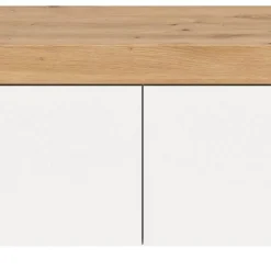 Discount Wohnen TV-Lowboard in Weiß mit Wildeiche Natur Optik - Emdan