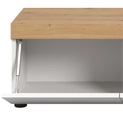 Discount Wohnen TV-Lowboard in Weiß mit Wildeiche Natur Optik - Emdan