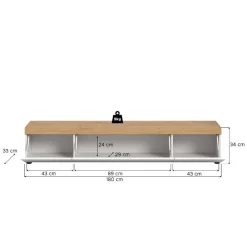 Discount Wohnen TV-Lowboard in Weiß mit Wildeiche Natur Optik - Emdan