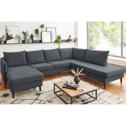 Wohnen U-Couch Wohnlandschaft in Anthrazit - Soltropa