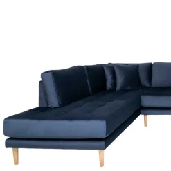 Wohnen U-Form Wohnlandschaft in Dunkelblau Samt - Martinos
