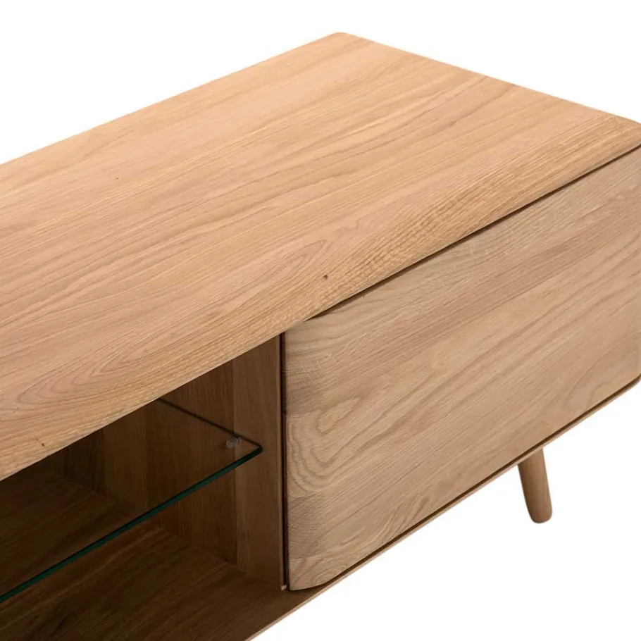 Wohnen Unterschrank für Fernseher aus Eiche Bianco - Bakaras