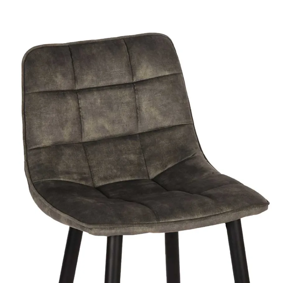 Wohnen Velours Barstühle in Dunkelgrün - Cremo (2er Set)