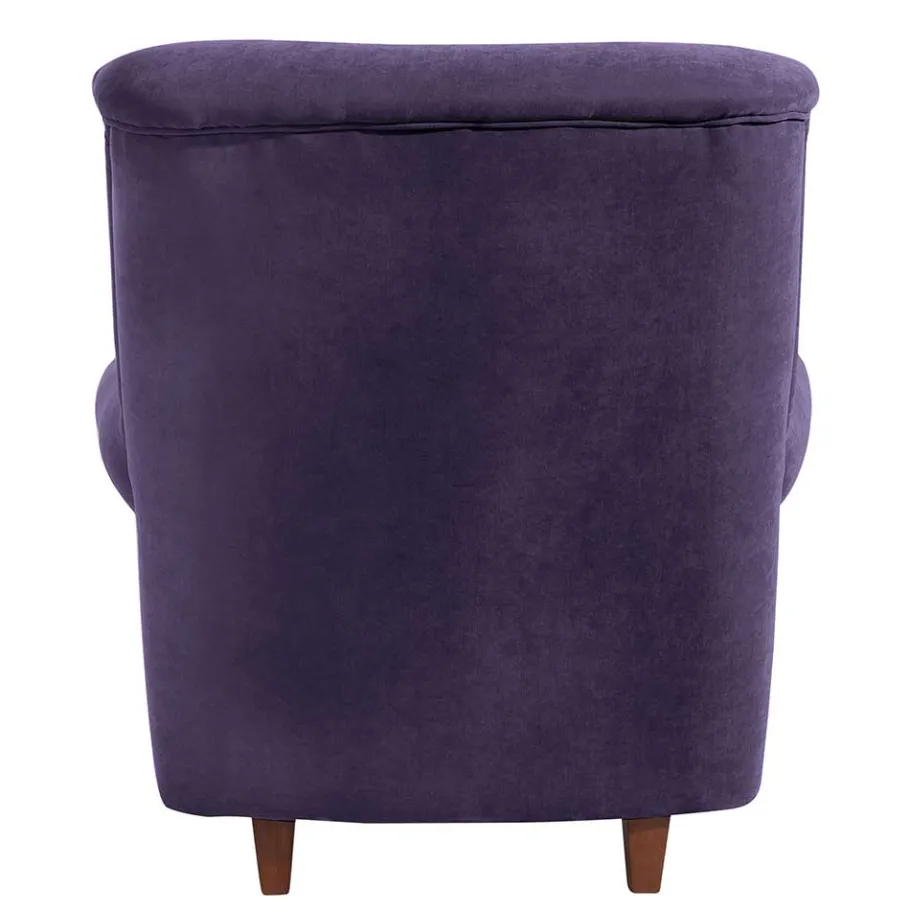 New Wohnen Velours Ohrenbackensessel in Violett - Salut
