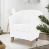 Clearance Wohnen Velours Polsterssel in Creme und Buche - Potova