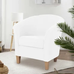 Clearance Wohnen Velours Polsterssel in Creme und Buche - Potova