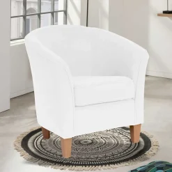 Clearance Wohnen Velours Polsterssel in Creme und Buche - Potova