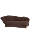 Sale Wohnen Velours Recamiere in Braun mit Buche - Curney