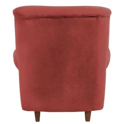 Best Wohnen Velours Sessel in Terracotta und Nussbaum - Valbern