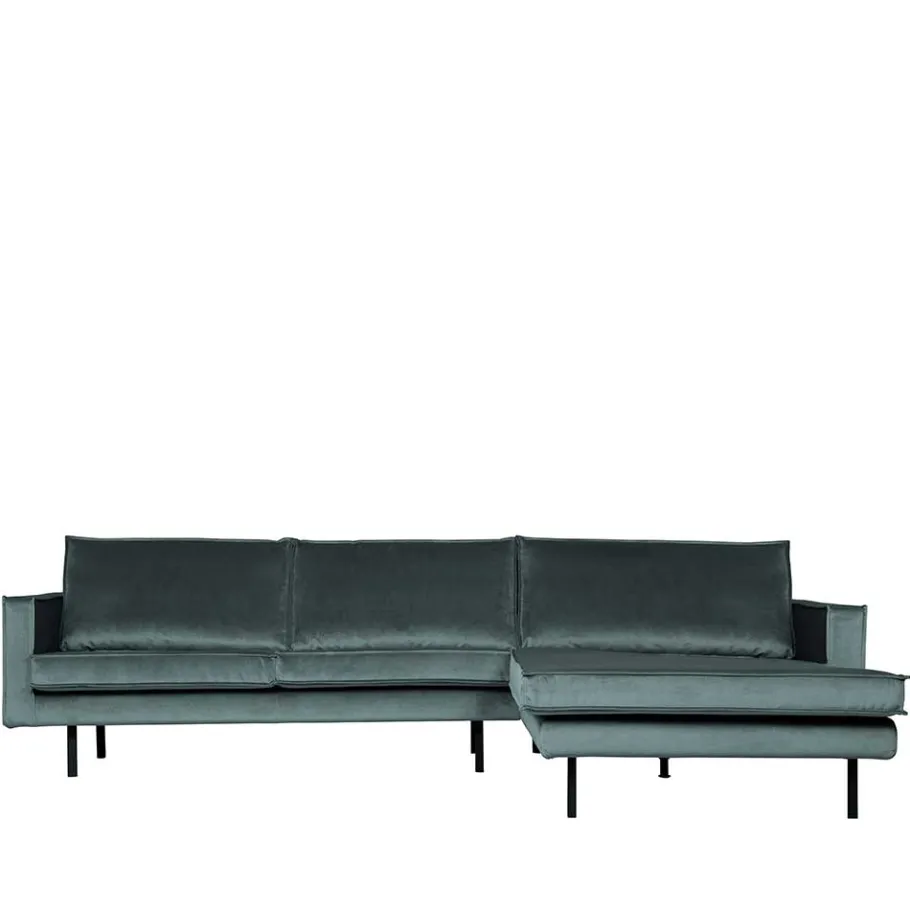 Wohnen Velvet Polsterecke in Petrol & Schwarz - Fledos