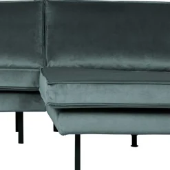 Wohnen Velvet Polsterecke in Petrol & Schwarz - Fledos