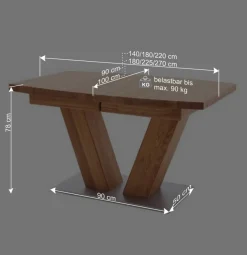 Wohnen Verlängerbarer Bootsdesign Tisch aus Wildeiche - Peng