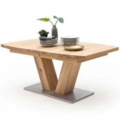 Outlet Wohnen V-Fuß Holztisch in Eiche Bianco - Lucianro