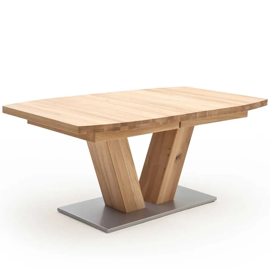 Outlet Wohnen V-Fuß Holztisch in Eiche Bianco - Lucianro