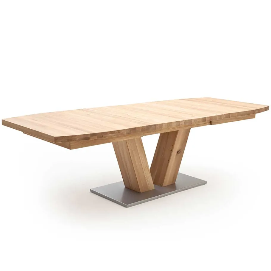 Outlet Wohnen V-Fuß Holztisch in Eiche Bianco - Lucianro