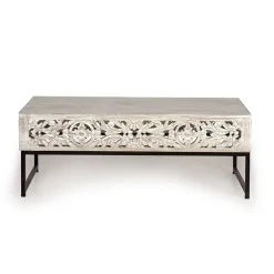 Online Wohnen Vintage Couchtisch in Holz White Wash - Fudorus