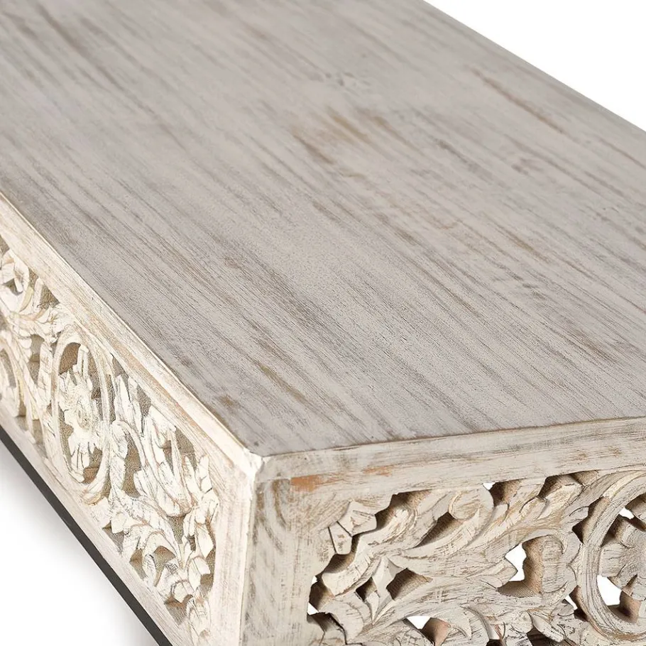 Online Wohnen Vintage Couchtisch in Holz White Wash - Fudorus