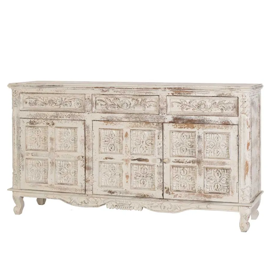 New Wohnen Vintage Design Anrichte in Holz White Wash - Perolyn
