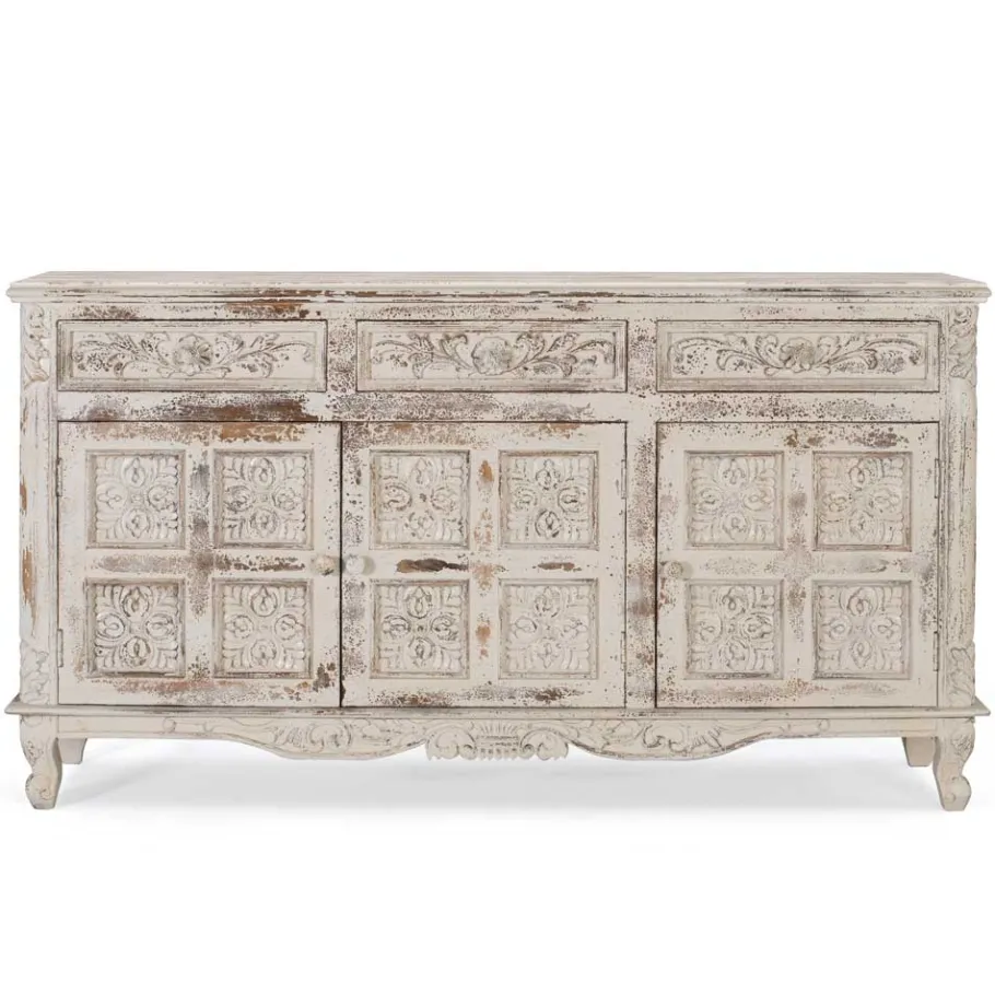 New Wohnen Vintage Design Anrichte in Holz White Wash - Perolyn