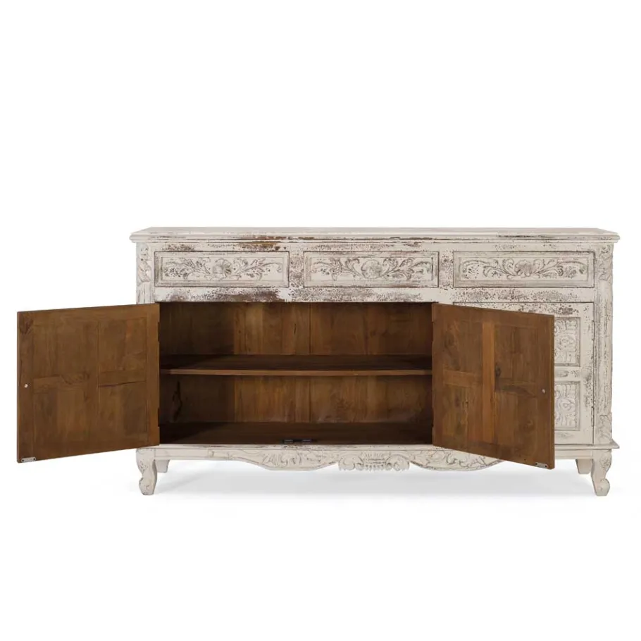 New Wohnen Vintage Design Anrichte in Holz White Wash - Perolyn