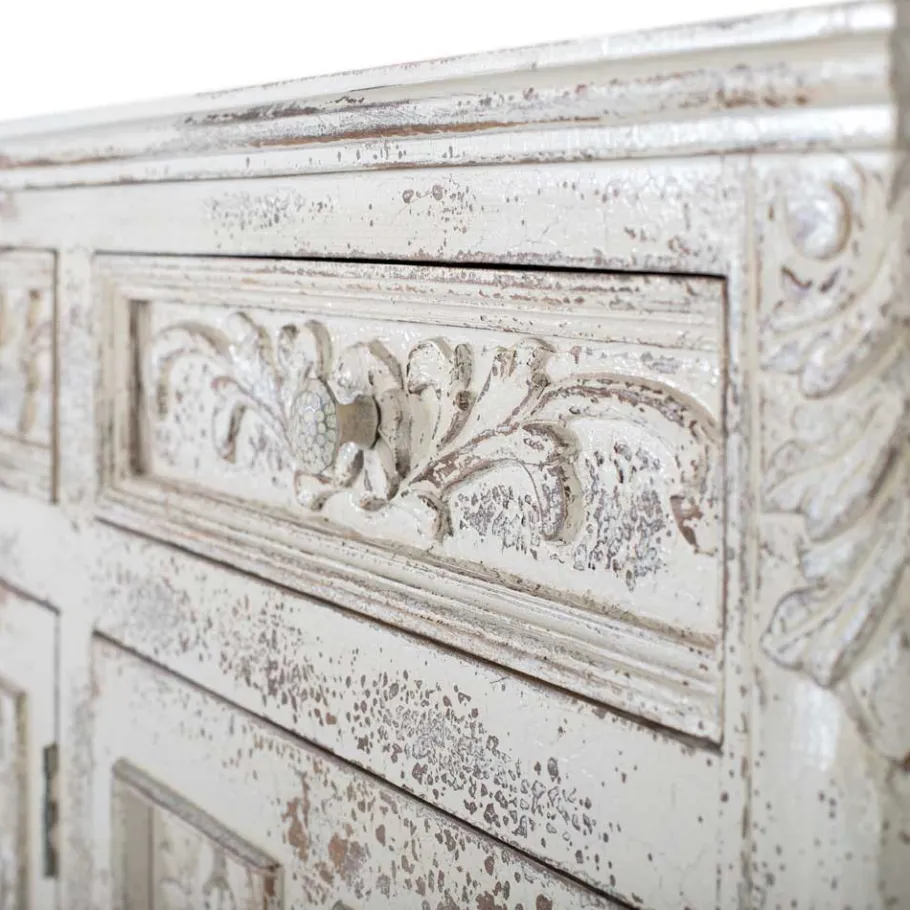 New Wohnen Vintage Design Anrichte in Holz White Wash - Perolyn
