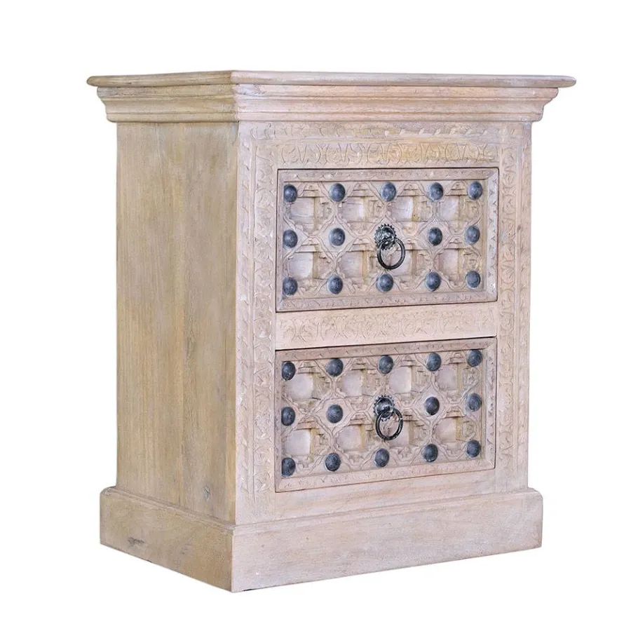 Sale Wohnen Vintage Design Kommode in Holz White Wash - Uladan