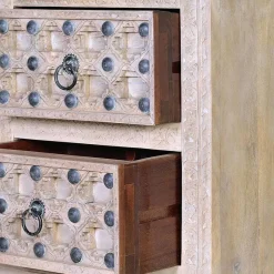 Sale Wohnen Vintage Design Kommode in Holz White Wash - Uladan