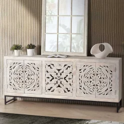 Hot Wohnen Vintage Design Sideboard in Holz White Wash - Fudorus