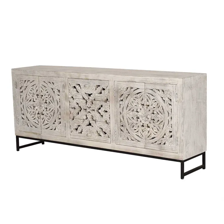 Hot Wohnen Vintage Design Sideboard in Holz White Wash - Fudorus