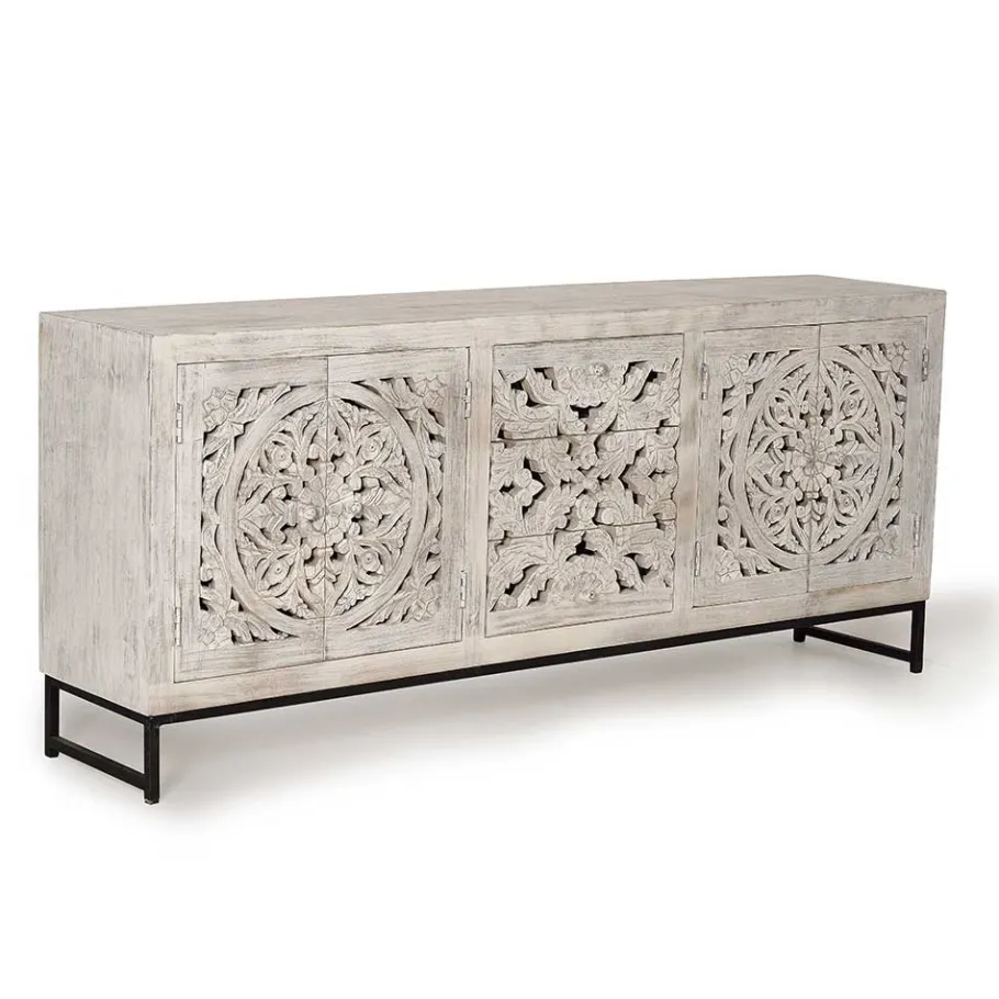Hot Wohnen Vintage Design Sideboard in Holz White Wash - Fudorus