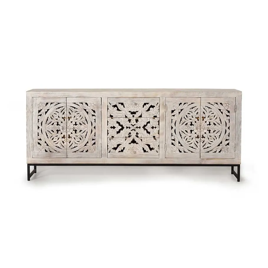 Hot Wohnen Vintage Design Sideboard in Holz White Wash - Fudorus