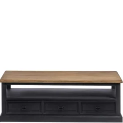 Online Wohnen Vintage Design TV Board in Teakfarben & Schwarz - Niovan