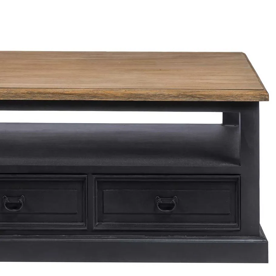 Online Wohnen Vintage Design TV Board in Teakfarben & Schwarz - Niovan