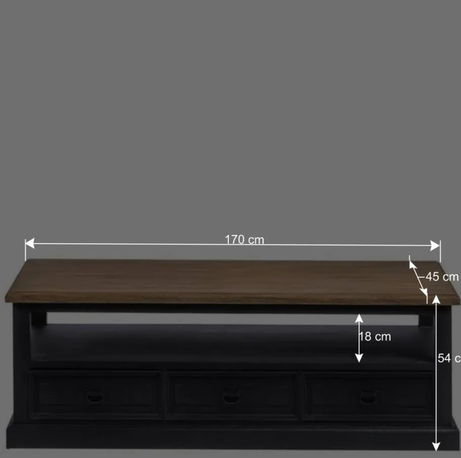 Online Wohnen Vintage Design TV Board in Teakfarben & Schwarz - Niovan
