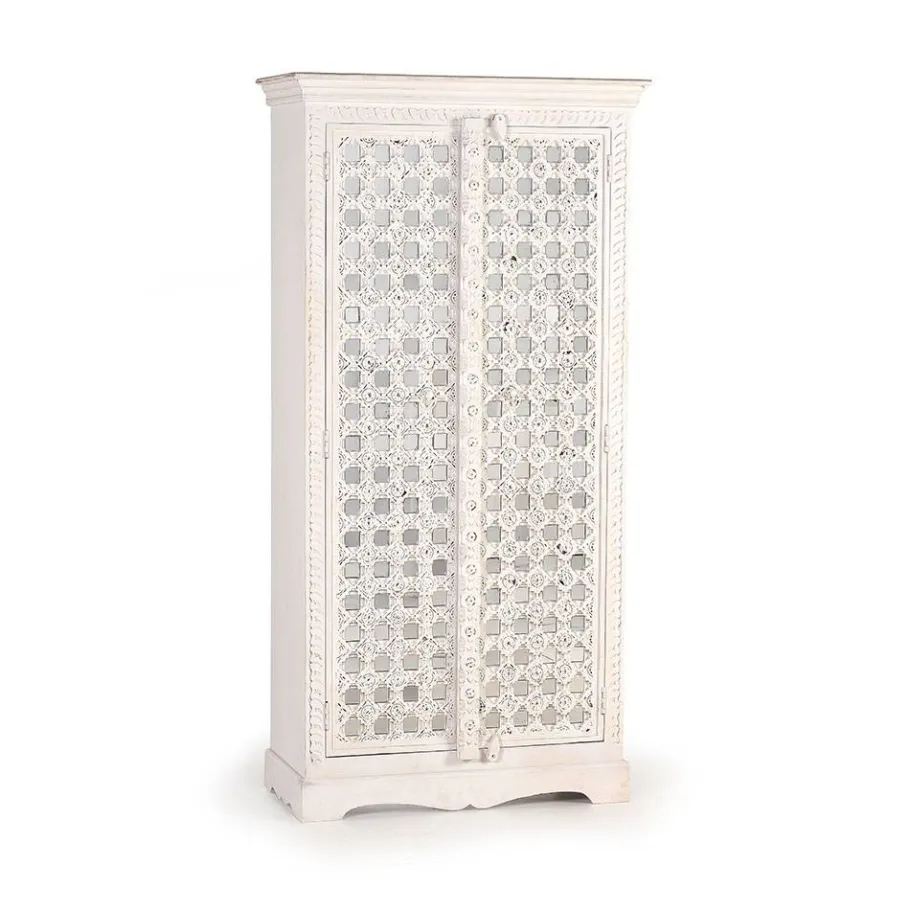 Hot Wohnen Vintage Garderobenschrank in White Wash Holz - Toscana