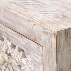 Wohnen Vintage Hochkommode aus Mangoholz White Wash - Fudorus