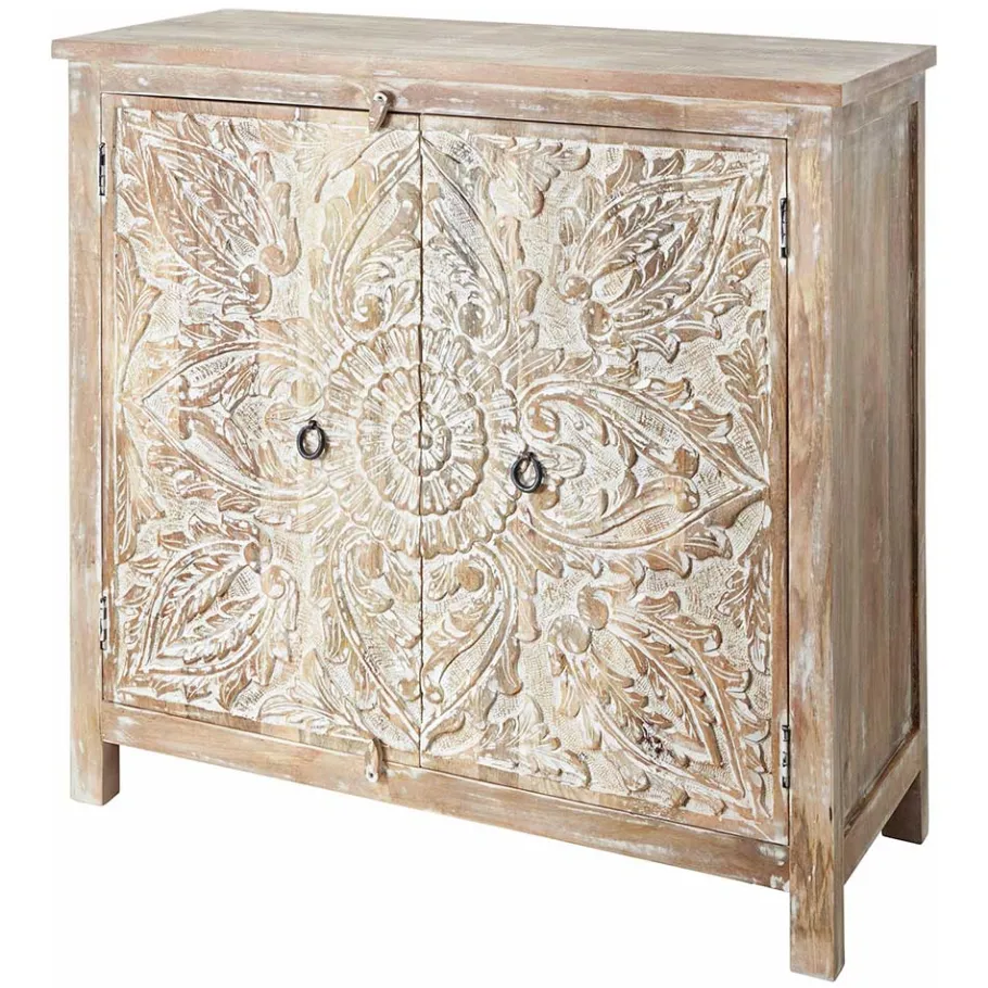 Discount Wohnen Vintage Kommode in Mangobaum White Wash - Jatama