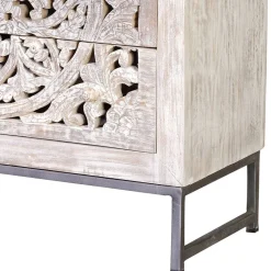 Online Wohnen Vintage Kommode in Mangoholz White Wash - Fudorus