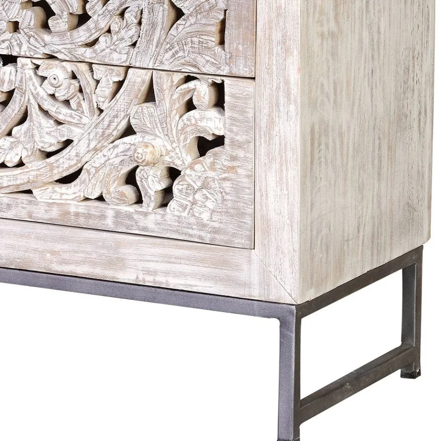 Online Wohnen Vintage Kommode in Mangoholz White Wash - Fudorus
