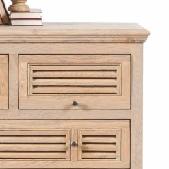 Discount Wohnen Vintage Kommode mit Lamellen Front Taunton aus Eiche teilmassiv