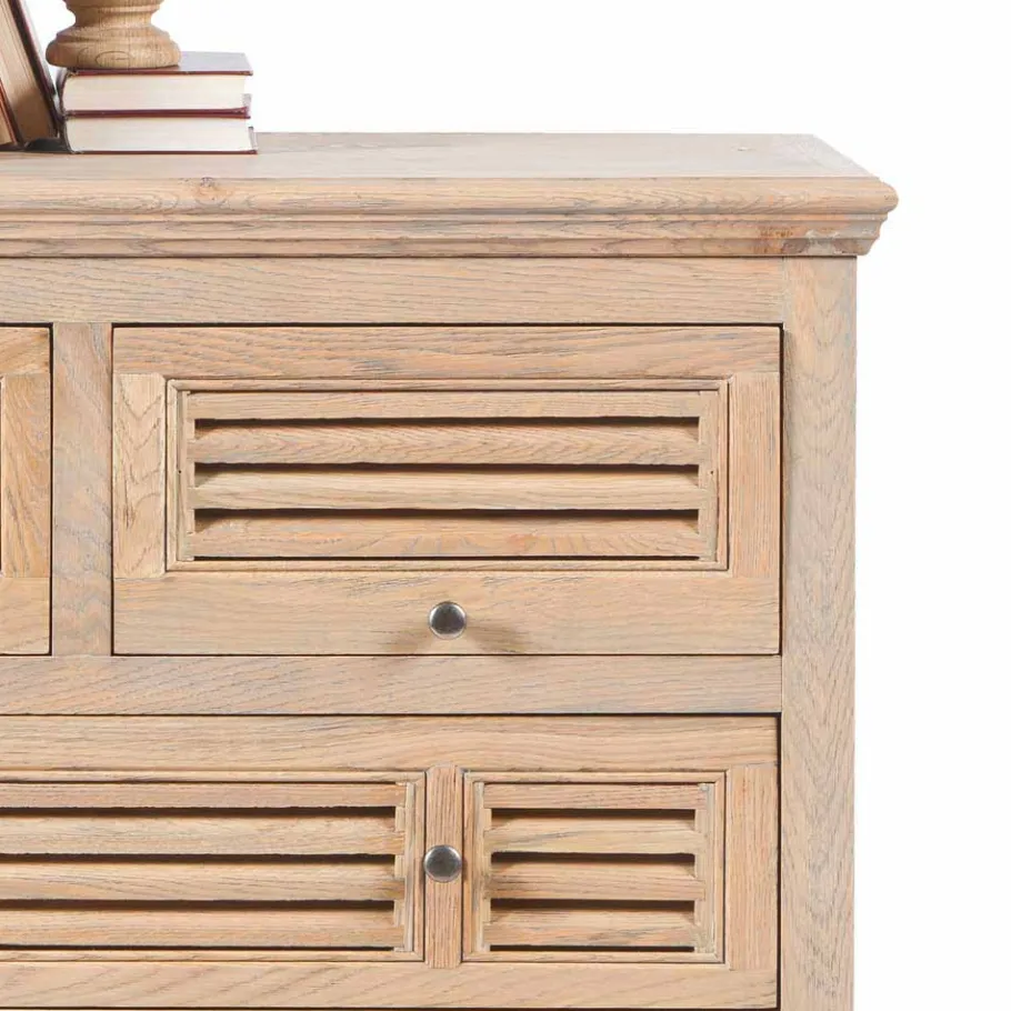 Discount Wohnen Vintage Kommode mit Lamellen Front Taunton aus Eiche teilmassiv