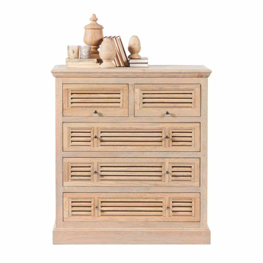 Discount Wohnen Vintage Kommode mit Lamellen Front Taunton aus Eiche teilmassiv