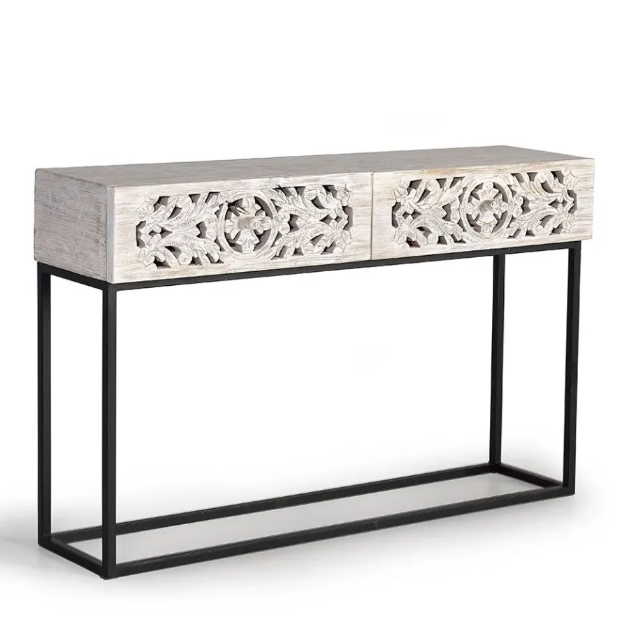New Wohnen Vintage Konsolentisch in Holz White Wash - Anatto