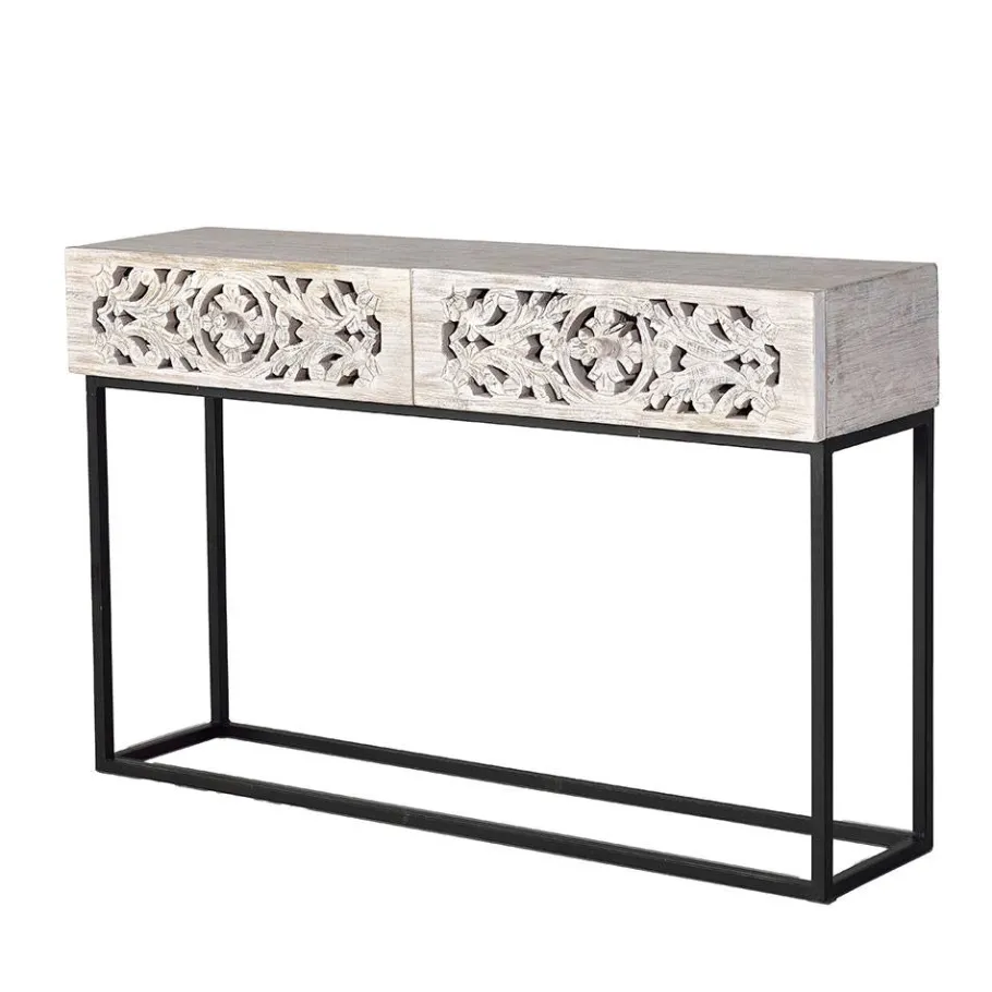 New Wohnen Vintage Konsolentisch in Holz White Wash - Anatto