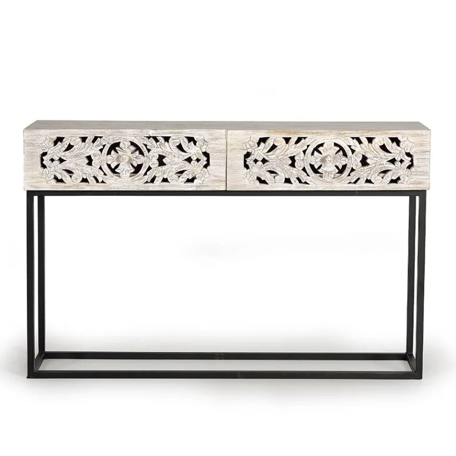 New Wohnen Vintage Konsolentisch in Holz White Wash - Anatto
