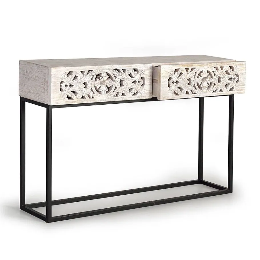 New Wohnen Vintage Konsolentisch in Holz White Wash - Anatto