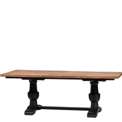 Discount Wohnen Vintage Landhaus Esszimmertisch in Teak & Schwarz - Niovan
