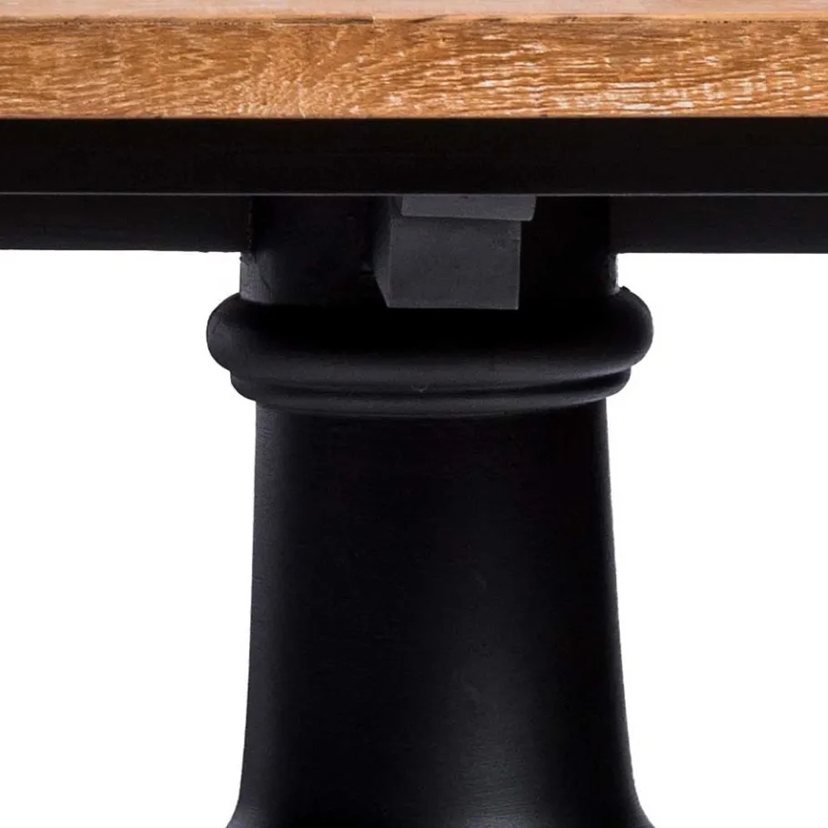 Discount Wohnen Vintage Landhaus Esszimmertisch in Teak & Schwarz - Niovan