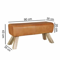 Best Wohnen Vintage Lederbank Snog mit Holzgestell rustikal