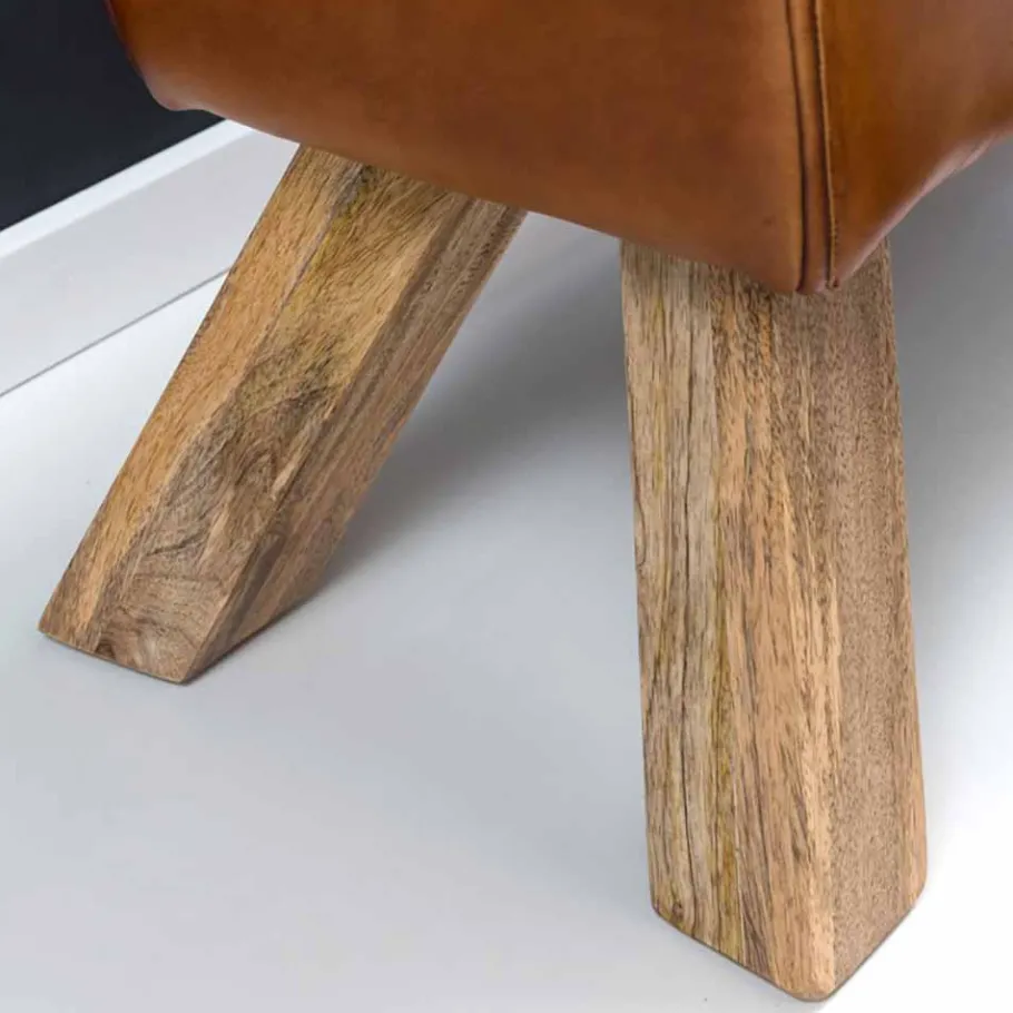 Best Wohnen Vintage Lederbank Snog mit Holzgestell rustikal